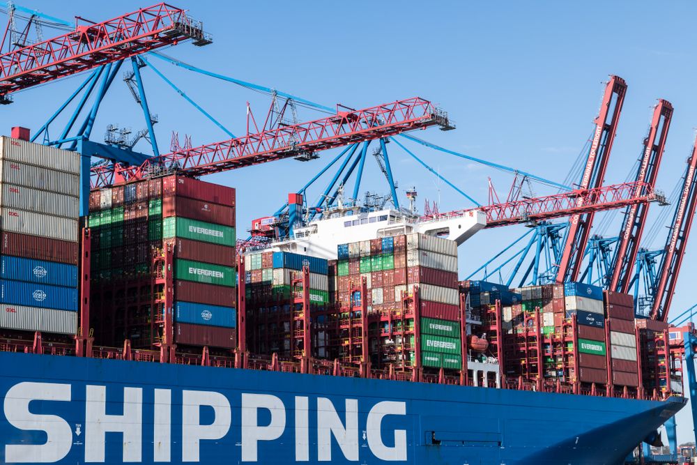 Shipping containers stacked at a UAE port
